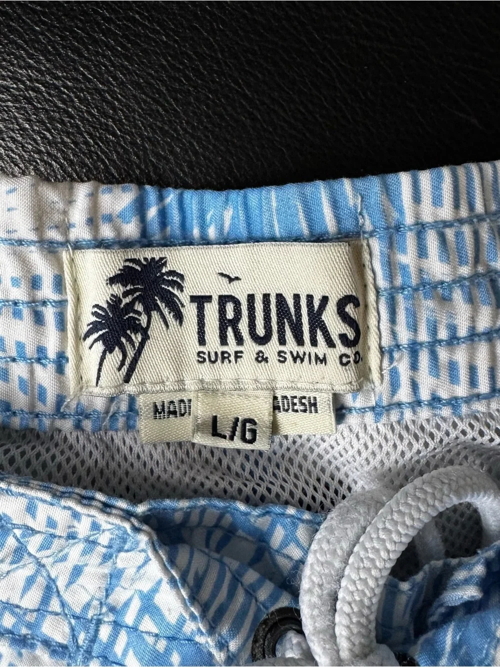 Men's Light Blue Palm Print Swim Trunks